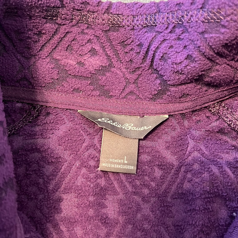 Eddie Bauer Fleece Pullover Sweatshirt, 1/4 Zip, Purple, Size L - Picture 6 of 9